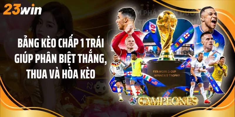 Bảng kèo chấp 1 trái giúp phân biệt thắng, thua và hòa kèo